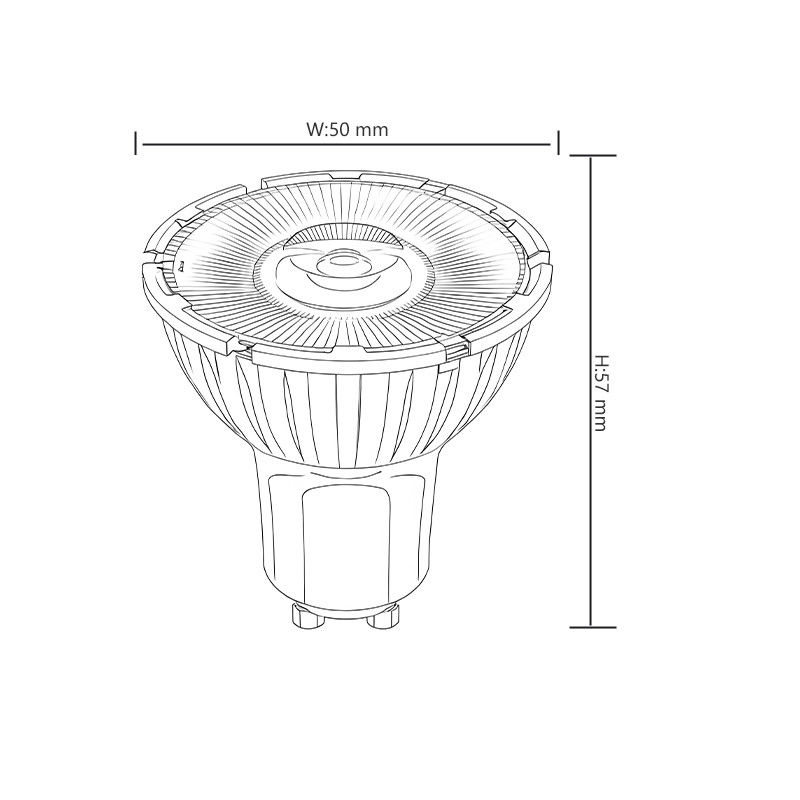 مصابيح قاد بيضاء دافئة GU10 7.5W 2700K قابل للتخفيف بزاوية شعاع 10 درجة Ra98 230V